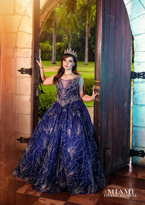 Quinceanera Navy Blue Dress