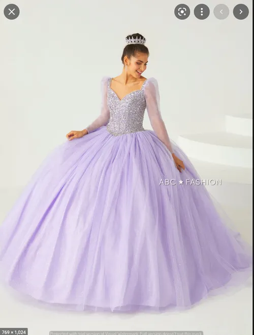 Lilac Puff Sleeve Quinceañera Dress
