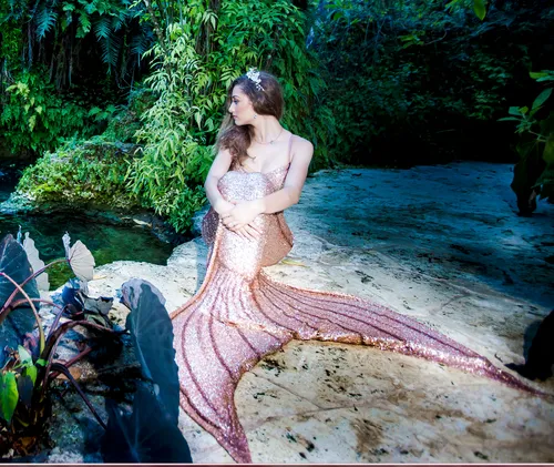 Sequins Rose Gold Mermaid Tail