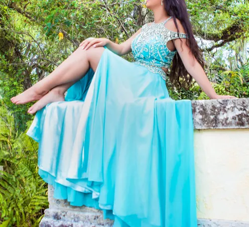 Aqua 2-Piece Rhinestone Set