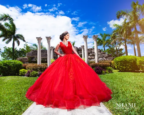 Quinceañera Red Lace Dress
