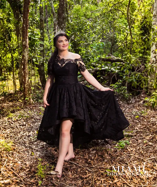 Black Lace High-Low Dress