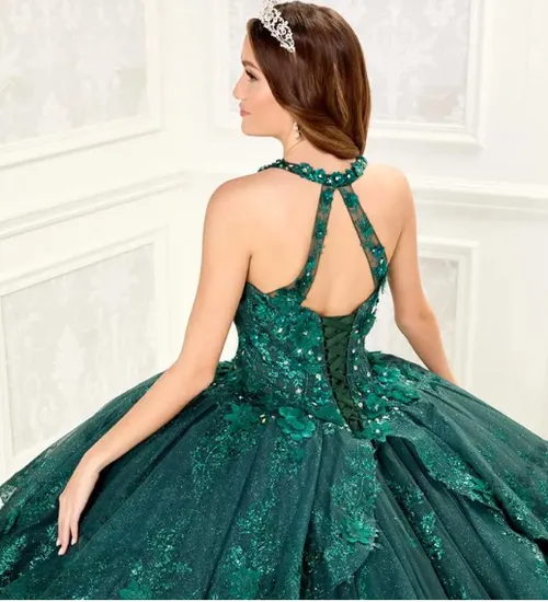 3-D Forest Floral Embroidered Quinceañera Dress