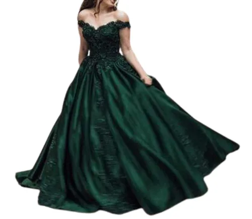 Emerald Silk Quinceañera Dress