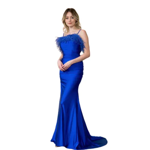 Royal Blue Feather Dress