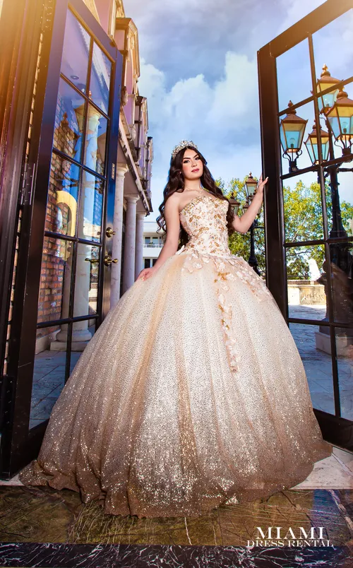 Ragazza Quinceanera Ivory/Gold Dress