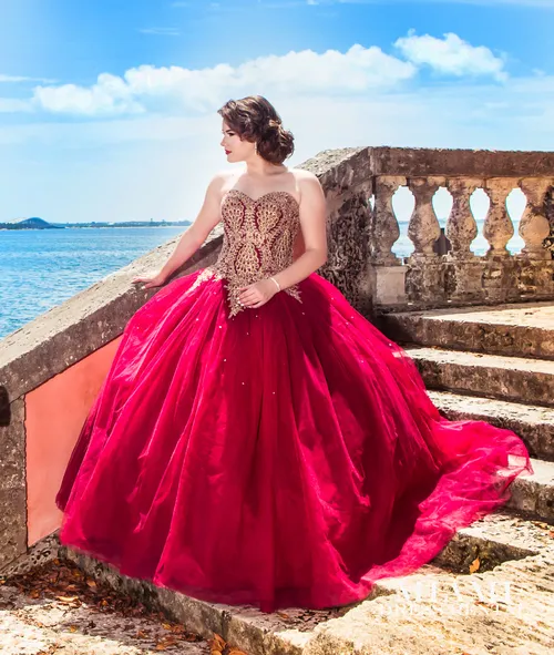 Red/Gold Quinceañera Dress