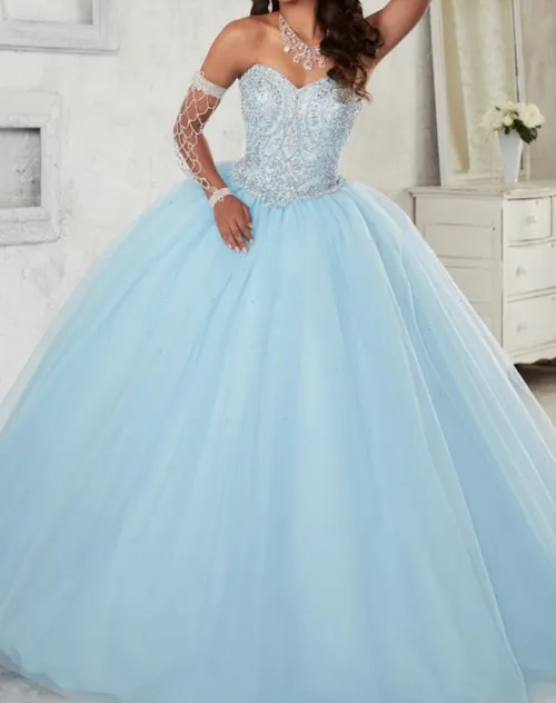Quinceañera Crystal Blue Dress