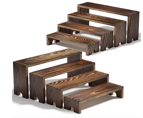 4 Piece Set Wooden Tiered Riser Display for Weddings & Events