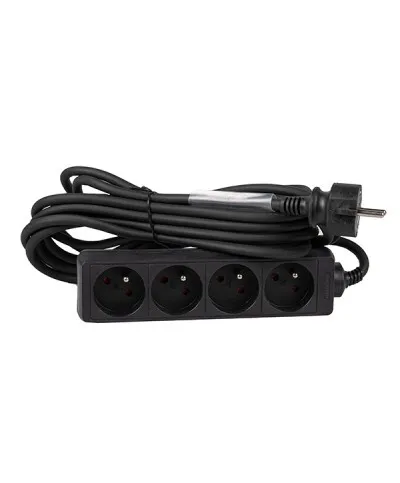 Quadruplette noire • 10/16A 250V CE, câble 1,50m