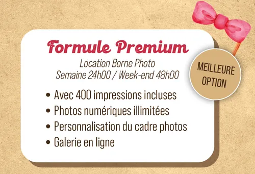 Borne Photos - Formule Premium (Photos illimitées + 400 impressions)