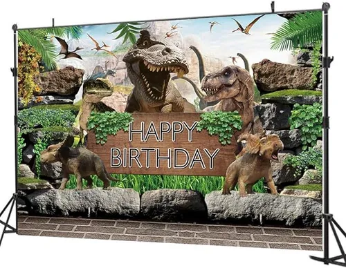 Dinosaur Happy Birthday Backdrop