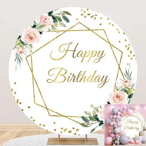Gold and Floral accent Happy Birthday Arch Cover