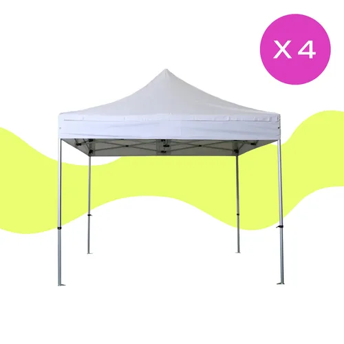 Pack de 4 - Barnum alu 45 3x3 norme M2 toit PVC 580gr/m²