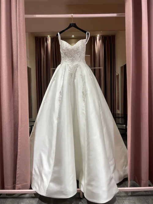 S05AAT 1550 Satin off shoulder long sleeve premium ball gown