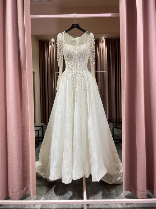 S05AAT 1531 - Irwina Beaded long sleeve premium ball gown Indian 