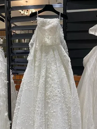 S05AAT 1648 Long off shoulder tube ball gown small flower bling straight neckline Jolene