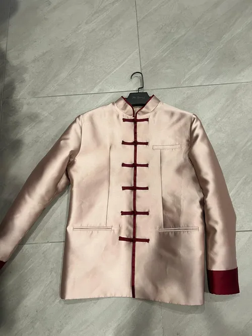 1704 Pink tang suit with red button and sleeve #56