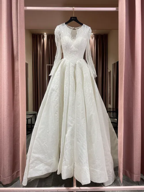 S05AAT 1165 Pearl with star long sleeve ball gown