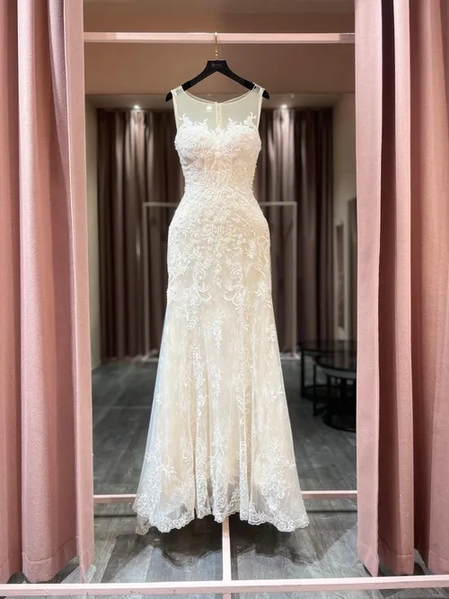  0700 - Illusion lace champagne mermaid