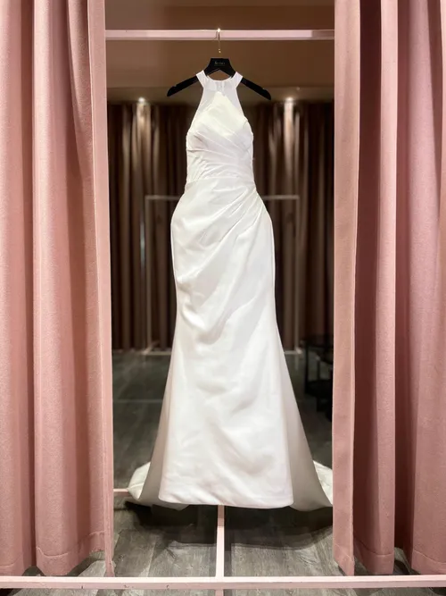 S05AAT 1540 Satin Halter Neck Mermaid Draped