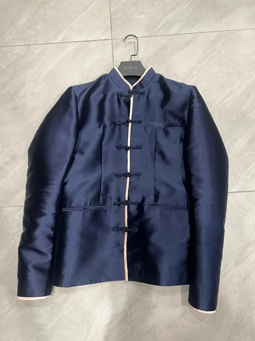 1703 Navy blue tang suit with pink line #52