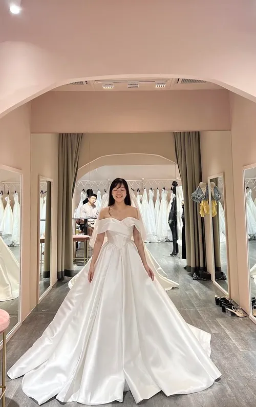 S05AAT 1107 Satin sweetheart off shoulder Ball gown Kerk