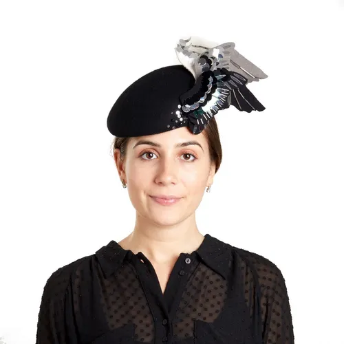 Eadweard winged beret - black