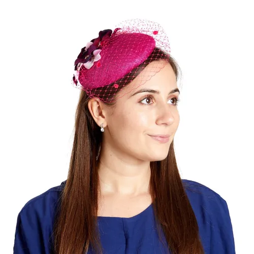 Hydrangea cocktail hat - bright pink