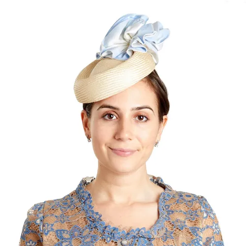 Henrietta ruffle pillbox - blue