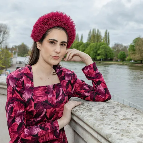 Barbara tulle headband in red