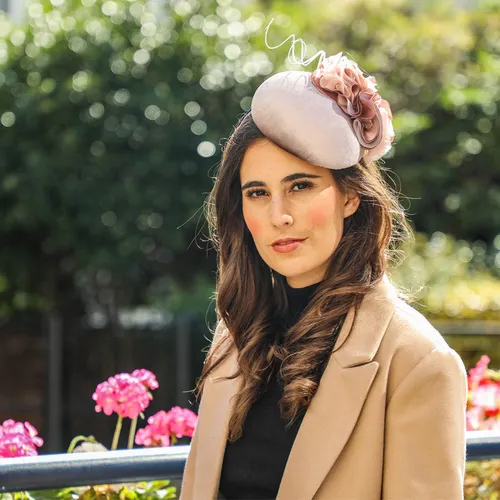 Helena velvet cocktail hat - pink