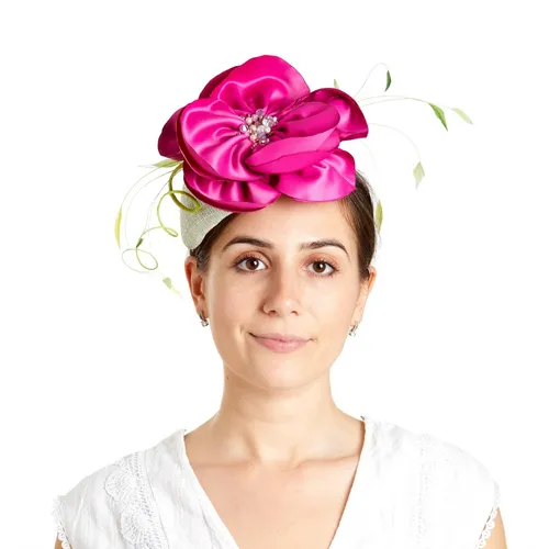 Ophelia floral beret - bright pink