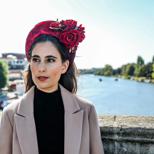 Maria Velvet Headband - Red