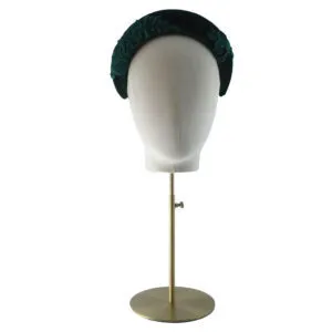 Annie velvet headband, with lace in green