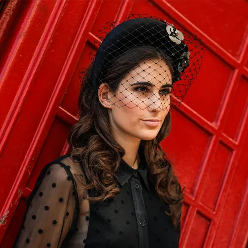 Darcey veiled headband - Black