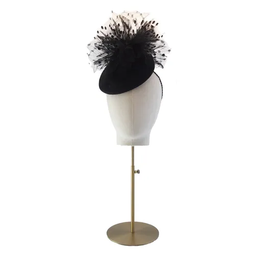 Sasha spotty tulle cocktail hat - black