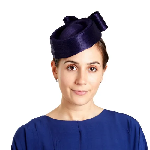 Phoebe silk pillbox - navy