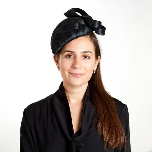 Natasha silk beret - black