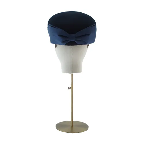 Samantha - navy felt pillbox with bow