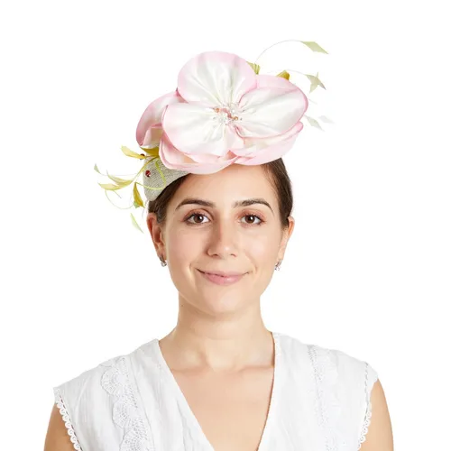 Ophelia floral beret - light pink edged