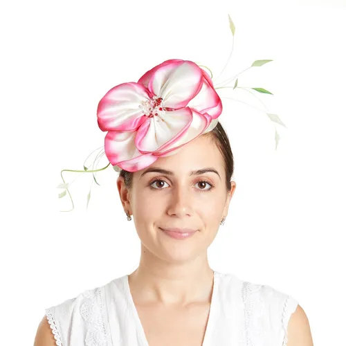 Ophelia floral beret - bright pink edged