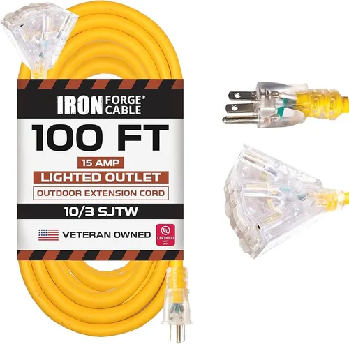 100ft 12/3 Gauge Outdoor Extension Cord 