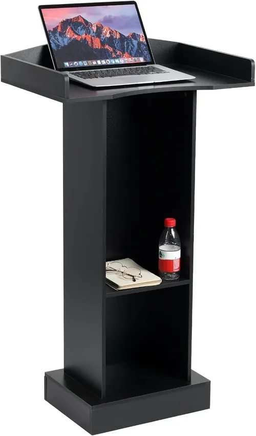 Wood Podium with Side Shelf