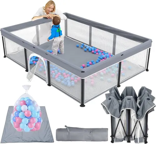 Foldable Baby Playpen with Mat/Ball Pit