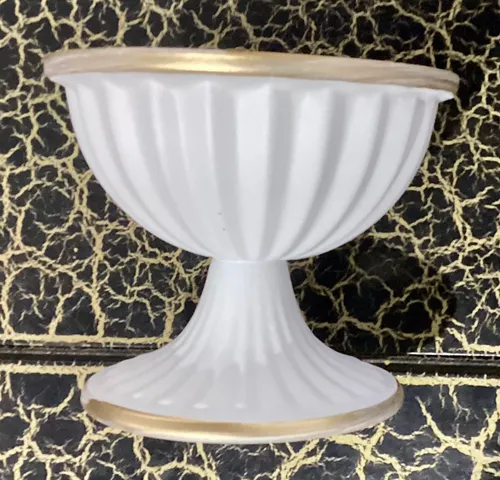 Vase, compote, White Metal w/ gold trim