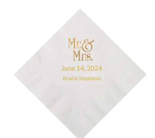 Napkins- Customized Name & Date Napkins - 50 pieces