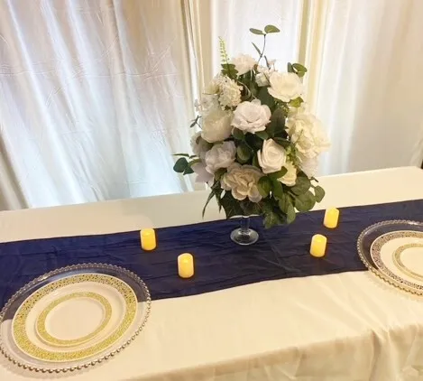Shades of Blue- Navy Blue Satin Table Runners 12