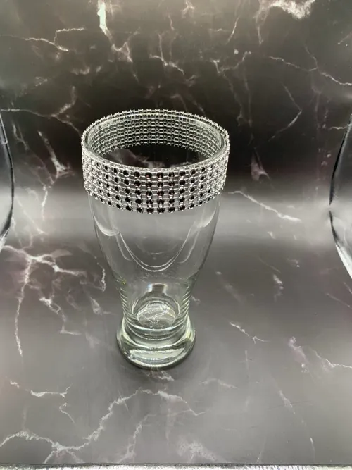 Vases- Rhinestone Trim Vase Glass
