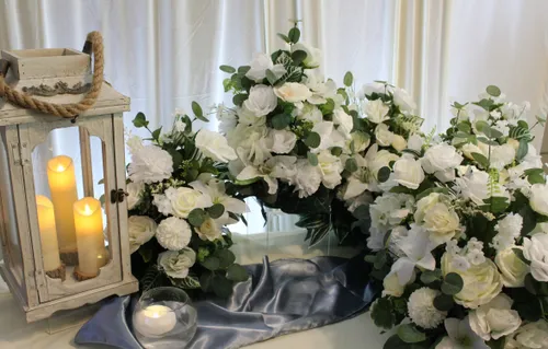 White Heaven Collection- White Floral Centerpiece, Aisle Florals, Ground Arch